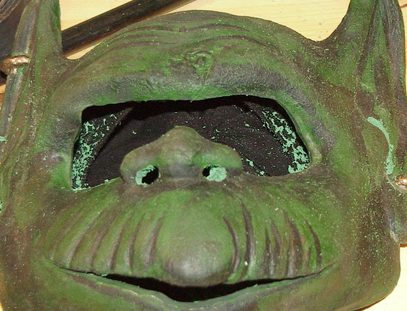 Closeup of a goblin mask.