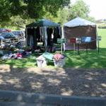 Our impromptu dressing room at Belgatos Park.