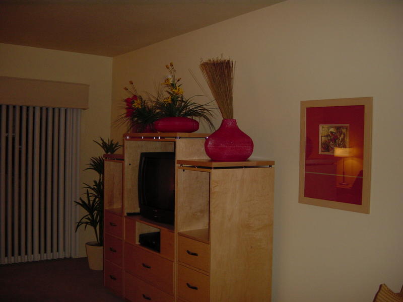 The furnishings in the master bedroom. Much better than the creepy voodoo dolls that Graham and I had.